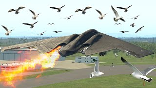 Northrop B2 Spirit Bomber Crashes Immediately After Takeoff Due To Bird Strike  XP11 [upl. by Rucker]