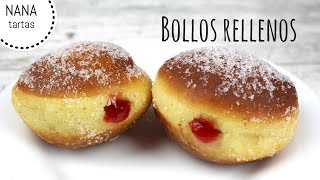 Bollos rellenos  Berliner  Donuts rellenos  Receta fácil  NanaTartas [upl. by Asimaj]