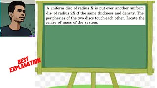 A uniform disc of radius R is put over another uniform disc of radius 2R of the same thickness and [upl. by Noedig956]