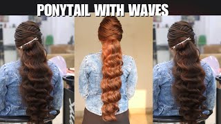 latest ponytail hairstyle for wedding day  Hollywood waves in ponytail style  Hollywood waves [upl. by Leontyne300]