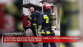 Locatarii afectați de incendiul care a cuprins mansarda unui bloc stau încă sub cerul liber [upl. by Hagai341]