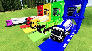 TRANSPORTING SCAIA MIXERIVECO MIXERVOLVO MIXERDUMP TRUCKLOGISTIC TRUCK TO GARAGE WITH TRUCK [upl. by Netsruk26]