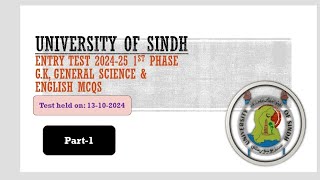 University of Sindh EntryTest13102024Solved GkGeneral Scienceamp English Mcqsuniversityofsindh [upl. by Thurnau784]