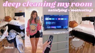 deep cleaning amp organizing my room ☁️ 🪴 satisfying motivating [upl. by Munsey]