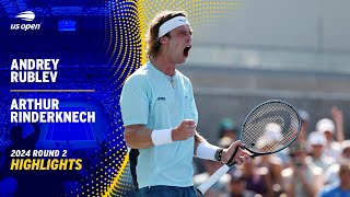 Andrey Rublev vs Arthur Rinderknech Highlights  2024 US Open Round 2 [upl. by Alam]