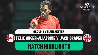 Felix AugerAliassime v Jack Draper  Canada v Great Britain Davis Cup 2024 Finals Group Stage [upl. by Atirehc]