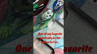 Painting Friday the 13ths Jason on a Guitar fridaythe13th jason horrorshorts [upl. by Encratia]