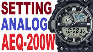 How to set analog time Casio AEQ200W manual 5472 [upl. by Nikolos398]