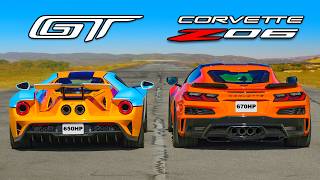 Ford GT v Corvette Z06 DRAG RACE [upl. by Relyc]