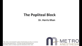 Popliteal Sciatic Nerve Block  Dr Harris Khan [upl. by How]