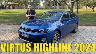 Avaliação Virtus Highline 2024  Versão mais equipada com motor 200 TSI [upl. by Yelloh]