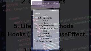Top 10 Key Reactjs Concepts Every Developer Should Know 100 coding reels reactjs shorts [upl. by Caron]