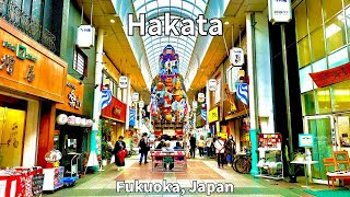 4K Kawabata Shopping Arcade a week before Hakata Yamakasa Festival Fukuoka  JAPAN Walking Tour [upl. by Melborn]