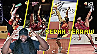 American React to Sepak Takraw ● 15 Crazy Skills in Sepaktakraw  HD [upl. by Oinotnaesoj]