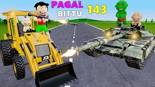 Pagal Bittu Sittu 143  Jcb Wala Cartoon  Jcb Tractor  Gadi Wala Cartoon  Bittu Sittu Toons [upl. by Daza500]