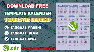 download template kalender 2025 lengkap bisa di edit  Coreldraw  Free download  Tanpa password [upl. by Einram]