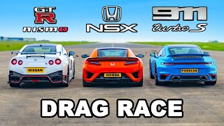 Ferrari SF90 v 1000hp Nissan GTR DRAG RACE [upl. by Irabaj]