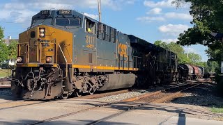 CSX B523 passes North Road at MP 98 [upl. by Hainahpez]