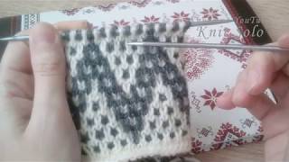 Ленивый жаккард узор ЗИГЗАГИ ВЯЗАНИЕ спицами Knit Solo [upl. by Shamma796]