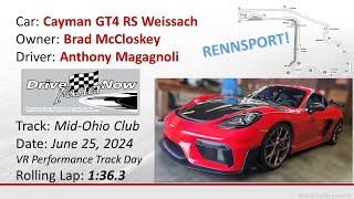 Cayman GT4 RS ReferenceDemo Lap  MidOhio Club Course  1363  62424 [upl. by Miche]