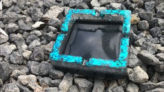 EPOXY RESIN ASHTRAY WITH FOIL  DIY TUTORIAL [upl. by Adlen73]