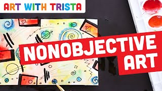 NonObjective Art Inspired by Wassily Kandinsky Tutorial  Art With Trista [upl. by Nira]