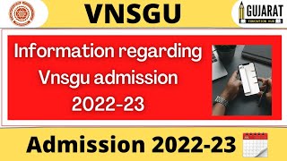 vnsgu admission 202223 😇🗓  information regarding admission 😇 vnsgu admissionprocess [upl. by Goraud]