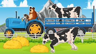 Farmer Hardwork New Barn For Cows Caring For CowsTruck Plow Truck  Vehicles Farm Animated [upl. by Sheridan]