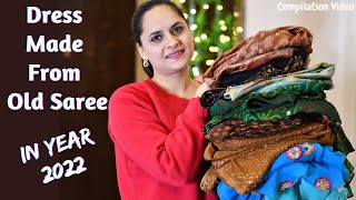 Dresses Made from Old Sarees in 2022 reuseoldsaree repurposed upcycleoldsaree sareereuseideas [upl. by Graehme]