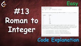 Roman to Integer  Leetcode 13  Algorithms Made Easy [upl. by Lerad]