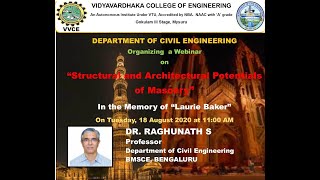 Webinar on “Structural and Architectural Potentials of Masonry” by Dr RAGHUNATH S [upl. by Nosiaj]