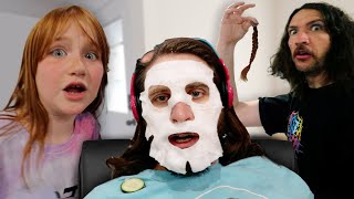 Adleys HAiR SALON and Dad Makeover Surprise Real Haircut for Sleeping Dads Adley is the Spa Boss [upl. by Pippy]