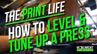 How to level and tune up a 6 color screen printing press  The Print Life [upl. by Eetnod968]