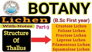 BSC 1st Year BotanyStructure of Thallus in LichensCrustose LichenFructose LichenFolioseLeprose [upl. by Enilamme]