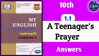 10th english workbook 11  A Teenagers Prayer  class 10 english workbook chapter 11 answers [upl. by Nereids]