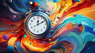 table clock watch on liquid color abstract background cg animation time concept video loop [upl. by Kciredorb]