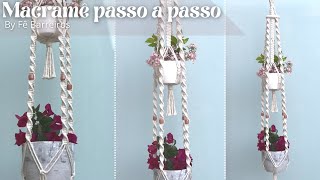 Suporte DUPLO para plantas em macramê  Tutorial passo a passo  Macrame Plant Hanger tutorial [upl. by Aym]