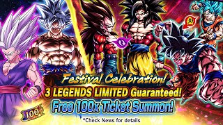 Dragon Ball Legends GUARANTEED TRIPLE LF 100 CHARACTER MULTI SUMMON WHAT DID YOU GET [upl. by Ardnuaek]