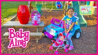 Baby Alive Doll amp Animal Babies w Giant Egg Surprise and Frozen Elsa Ride On Toy Car [upl. by Niarda]