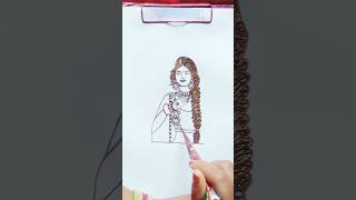 Easy Art  Draw Beautiful Girl  Art Or Mehndi Design 🤗 sirfkiranscreation uniquemehndidesign [upl. by Norrie801]