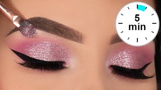 5 MINUTE Glitter Eye Makeup Tutorial  Prom Eye Makeup [upl. by Azelea]