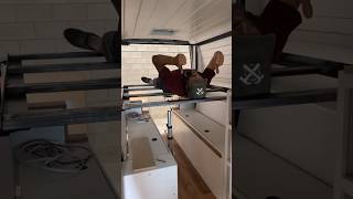 1st test of the 12v happijac bed lift  We love it 7seasvans vanconversion vanlife vanbuilder [upl. by Noraf767]