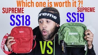 SUPREME SS19 SHOULDER BAG VS SS18 SHOULDER BAG COMPARISON [upl. by Atrebla]