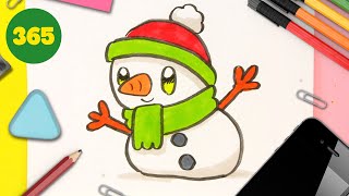 Como Desenhar um boneco de neve Fofo e Kawaii – Passo a Passo [upl. by Rawley]