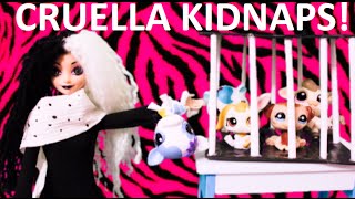 CRUELLA De Vil KIDNAPS Disney Princesses Pets DESCENDANTS Mal FROZEN Elsa Doll Parody [upl. by Saylor]