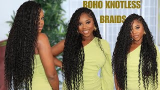 BOHO BOX BRAIDS KNOTLESS  STEPBYSTEP TUTORIAL  YWIGS BRAIDING HUMAN HAIR  Chev B [upl. by Andromeda]