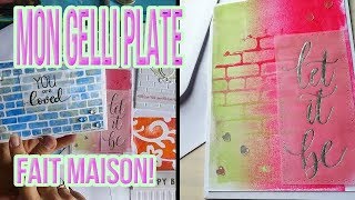 Scrapbooking tutoriels français  Carterie  Plaque Gel press faite maison Gelli plate [upl. by Ermina]