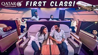 12 hours in Qatar Airways first class  Perth to Doha  Qatar Airways A380 [upl. by Nolava]