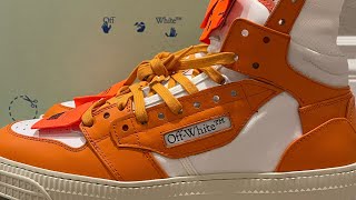 OFFWHITE OFF COURT 30 HIGHTOP SNEAKERS White  Bright Orange [upl. by Egnalos]