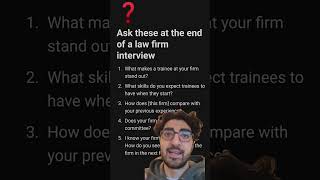 Ask these questions at the end of your law firm interview lawfirm trainingcontract interviewtips [upl. by Nooj805]